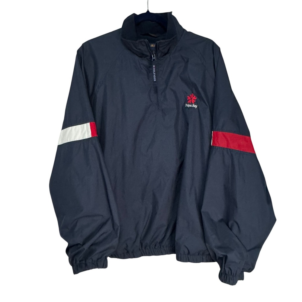 Vintage Tommy Hilfiger Golf Navy Windbreaker Poipu Bay Fleece Lined XL 105439 - Picture 2 of 14
